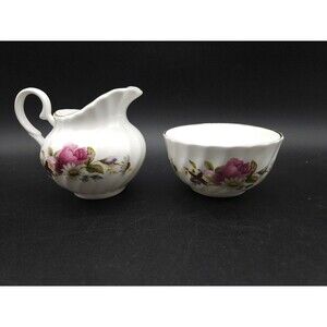 VTG Allyn Nelson England Pink Wildflower Rose Creamer Sugar Bowl Bone China